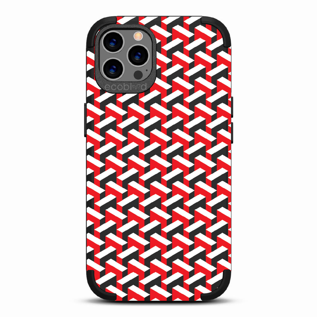 That's Haute - Black Rugged Eco-Friendly iPhone 12/12 Pro Case With High-Fashion Chevron Print