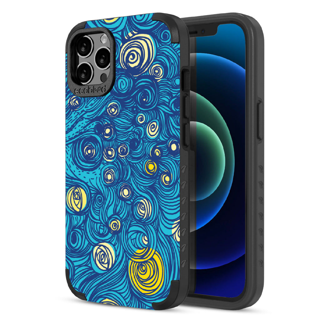 Let It Gogh - Back Of Blue & Eco-Friendly Rugged iPhone 12/12 Pro Case & A Front View Of The Screen