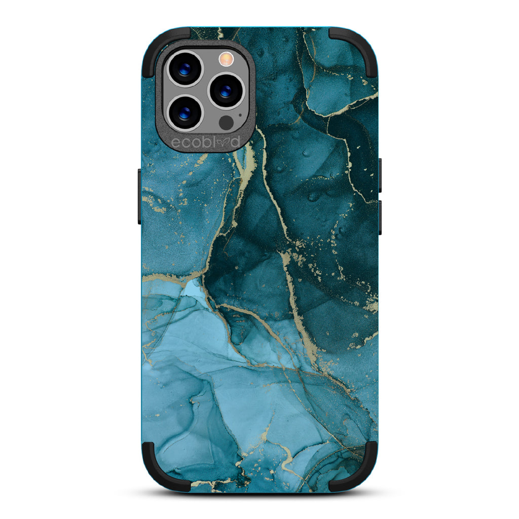 Simply Marbleous - Blue Rugged Eco-Friendly iPhone 12/12 Pro Case With Polished Marble Print On Back