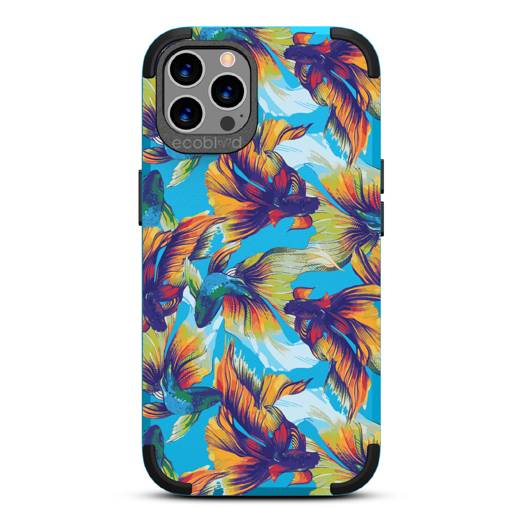 Betta Than The Rest - Blue Rugged Eco-Friendly iPhone 12/12 Pro Case With Colorful Betta Fish On Back