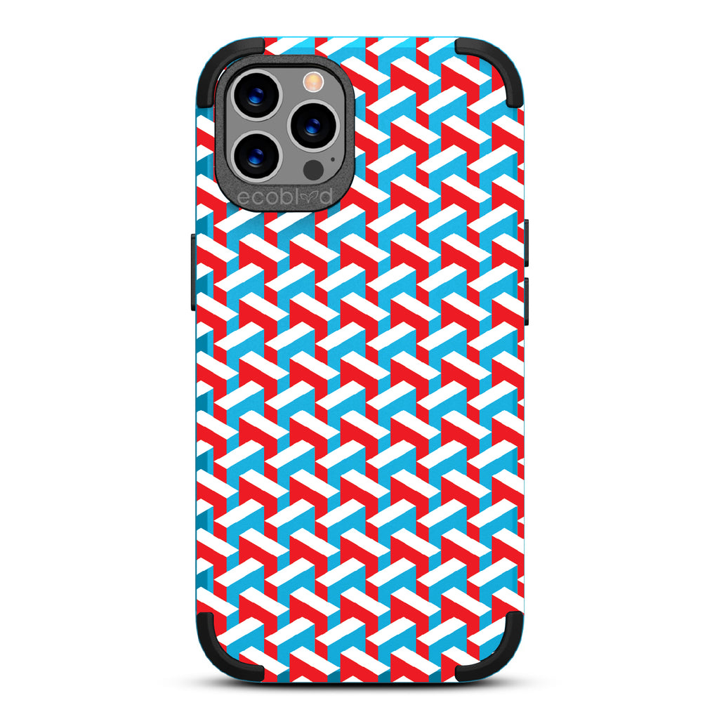 That's Haute - Blue Rugged Eco-Friendly iPhone 12/12 Pro Case With High-Fashion Chevron Print