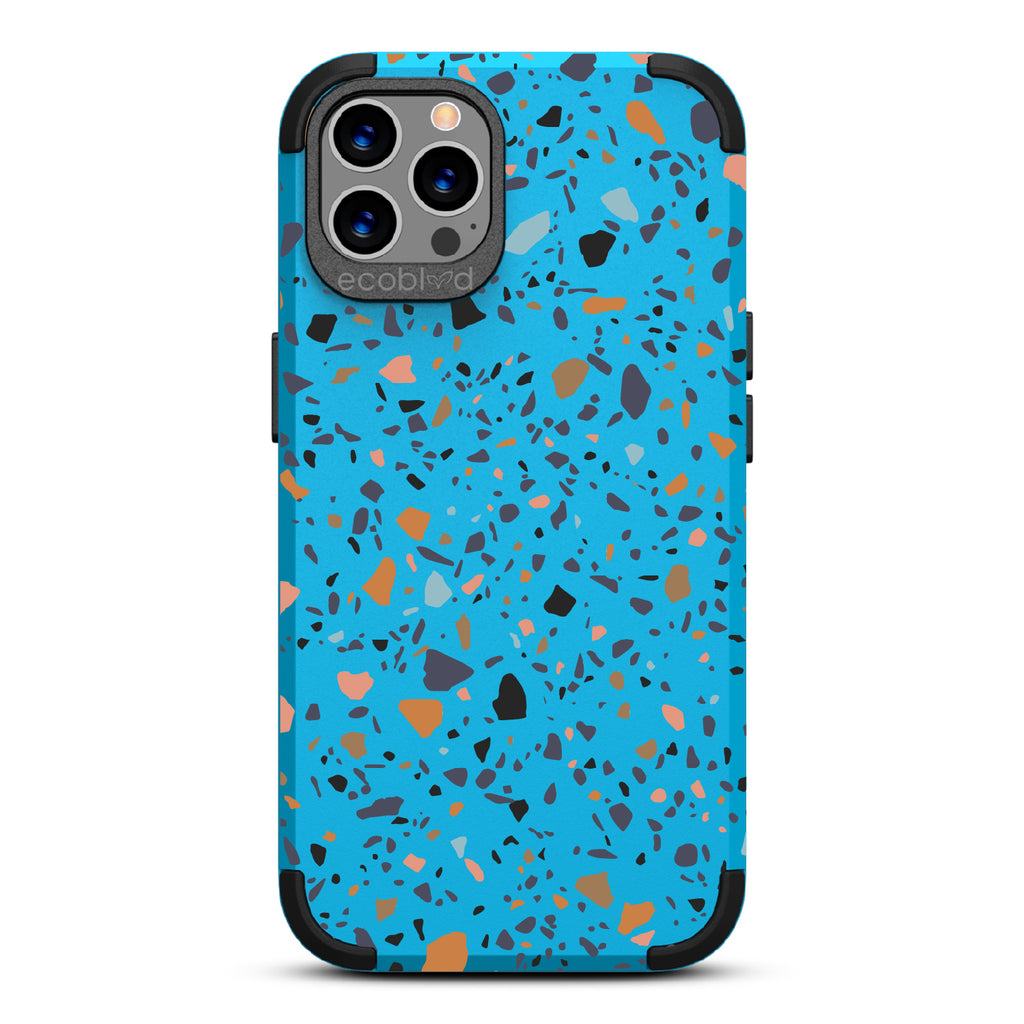 Terrazzo - Blue Rugged Eco-Friendly iPhone 12/12 Pro With A Speckled Terrazzo Pattern
