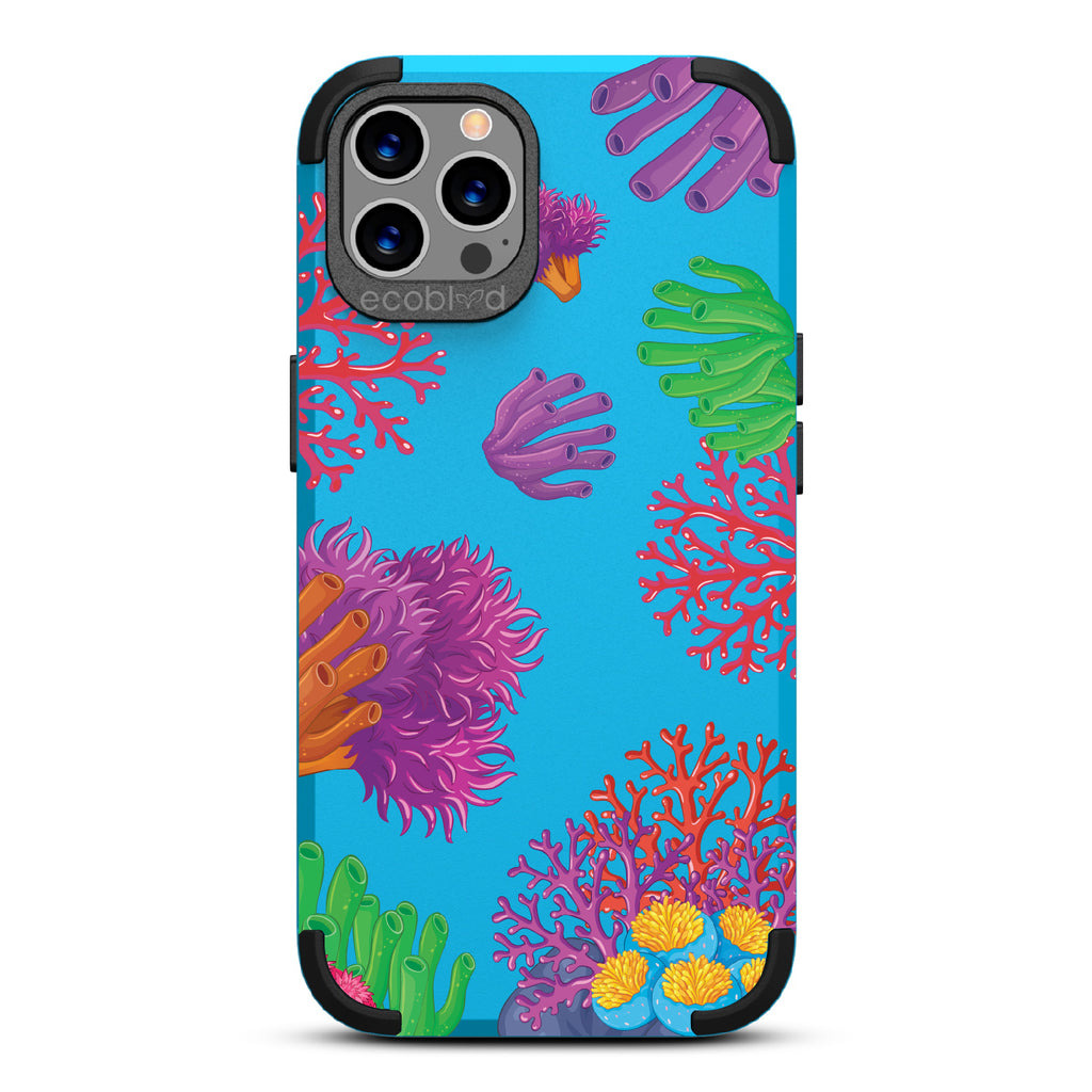 Coral Reef - Blue Rugged Eco-Friendly iPhone 12/12 Pro Case With Colorful Coral Pattern On Back