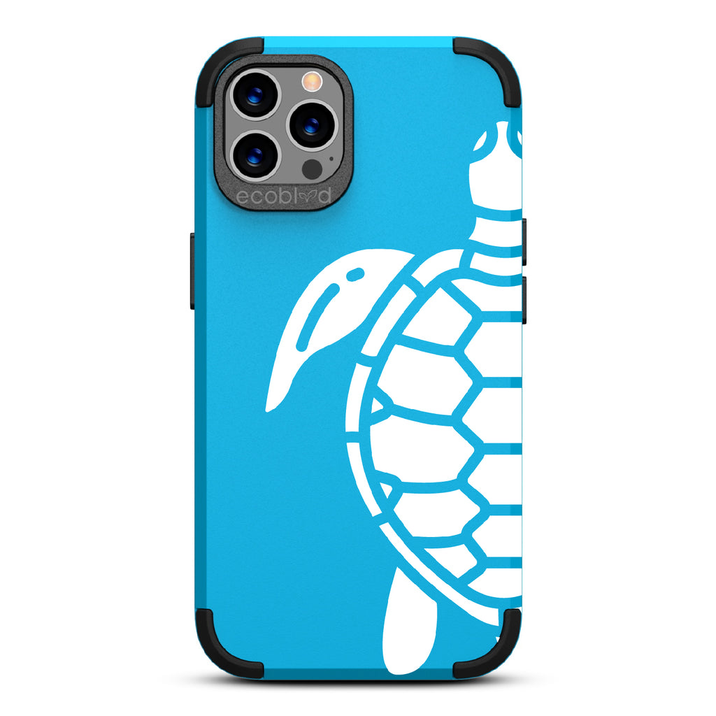 Sea Turtle - Blue Rugged Eco-Friendly iPhone 12/12 Pro Case With A Minimalist Sea Turtle Design On Back