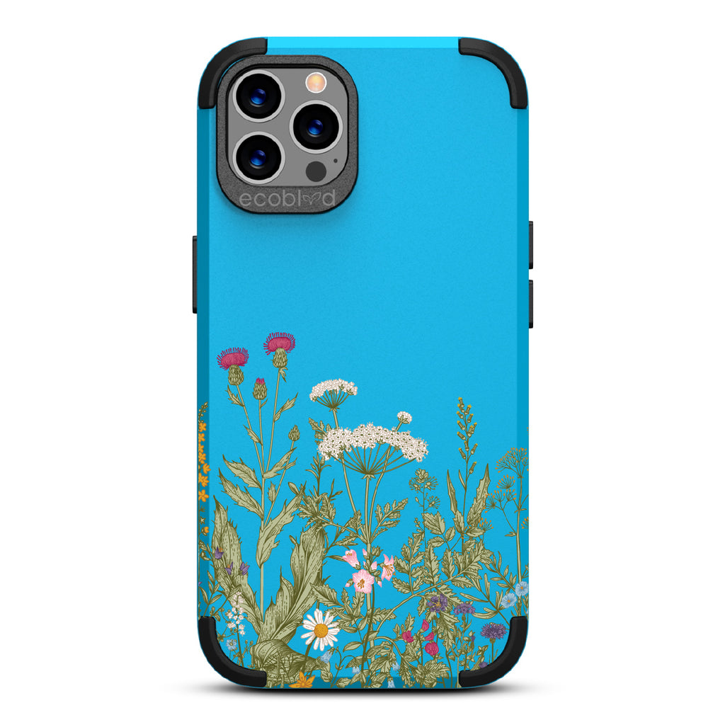 Take Root - Blue Rugged Eco-Friendly iPhone 12/12 Pro Case With Wild Herbs & Flowers Botanical Herbarium