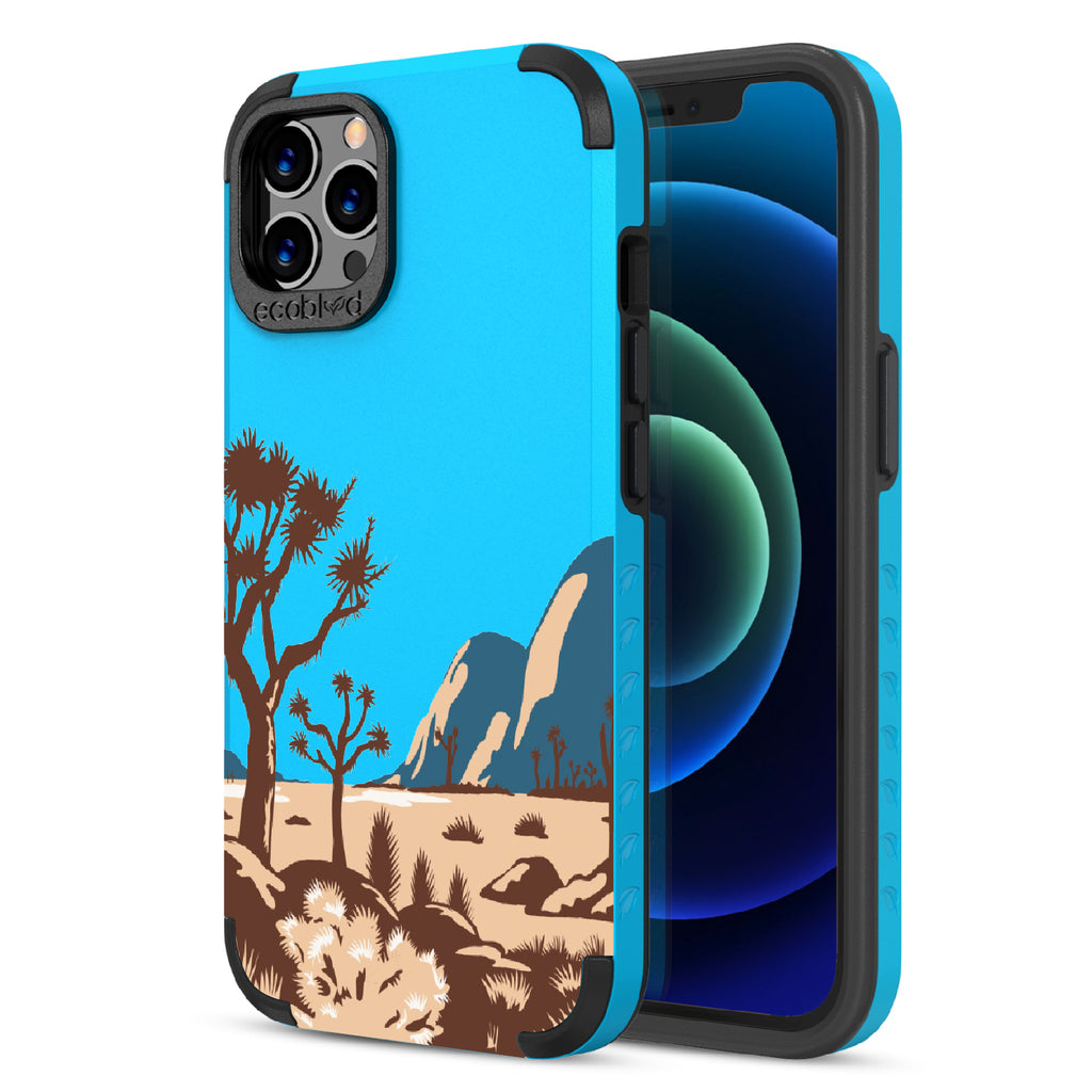 Joshua Tree - Back View Of Blue & Eco-Friendly Rugged iPhone 12/12 Pro Case & A Front View Of The Screen