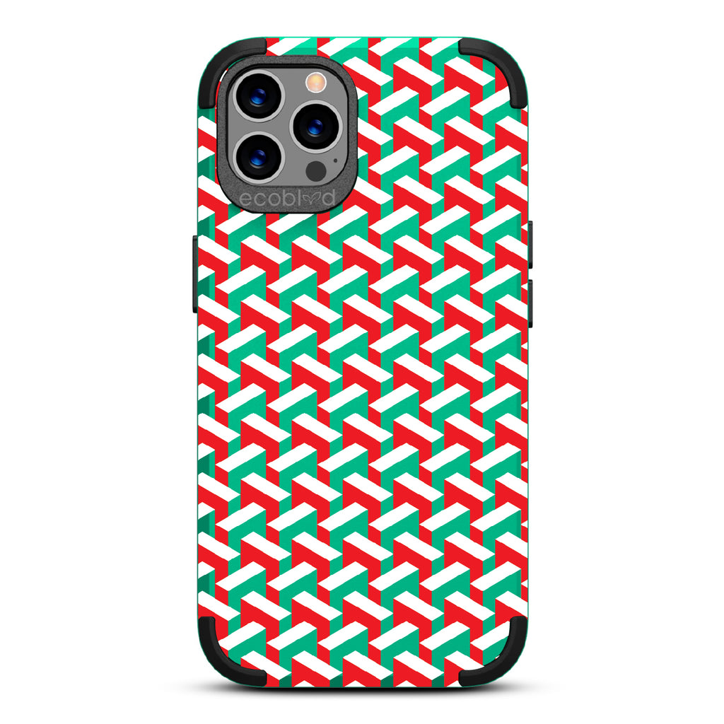 That's Haute - Green Rugged Eco-Friendly iPhone 12/12 Pro Case With High-Fashion Chevron Print