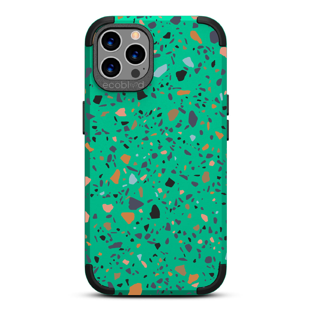Terrazzo - Green Rugged Eco-Friendly iPhone 12/12 Pro With A Speckled Terrazzo Pattern