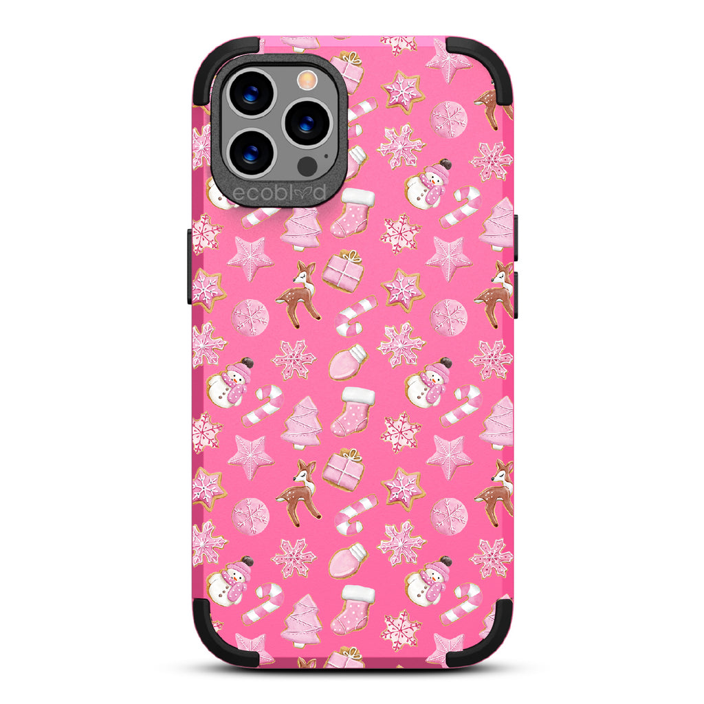 A Sweet Treat - Pink Holiday Cookies - Eco-Friendly Rugged Pink iPhone 12/12 Pro Case