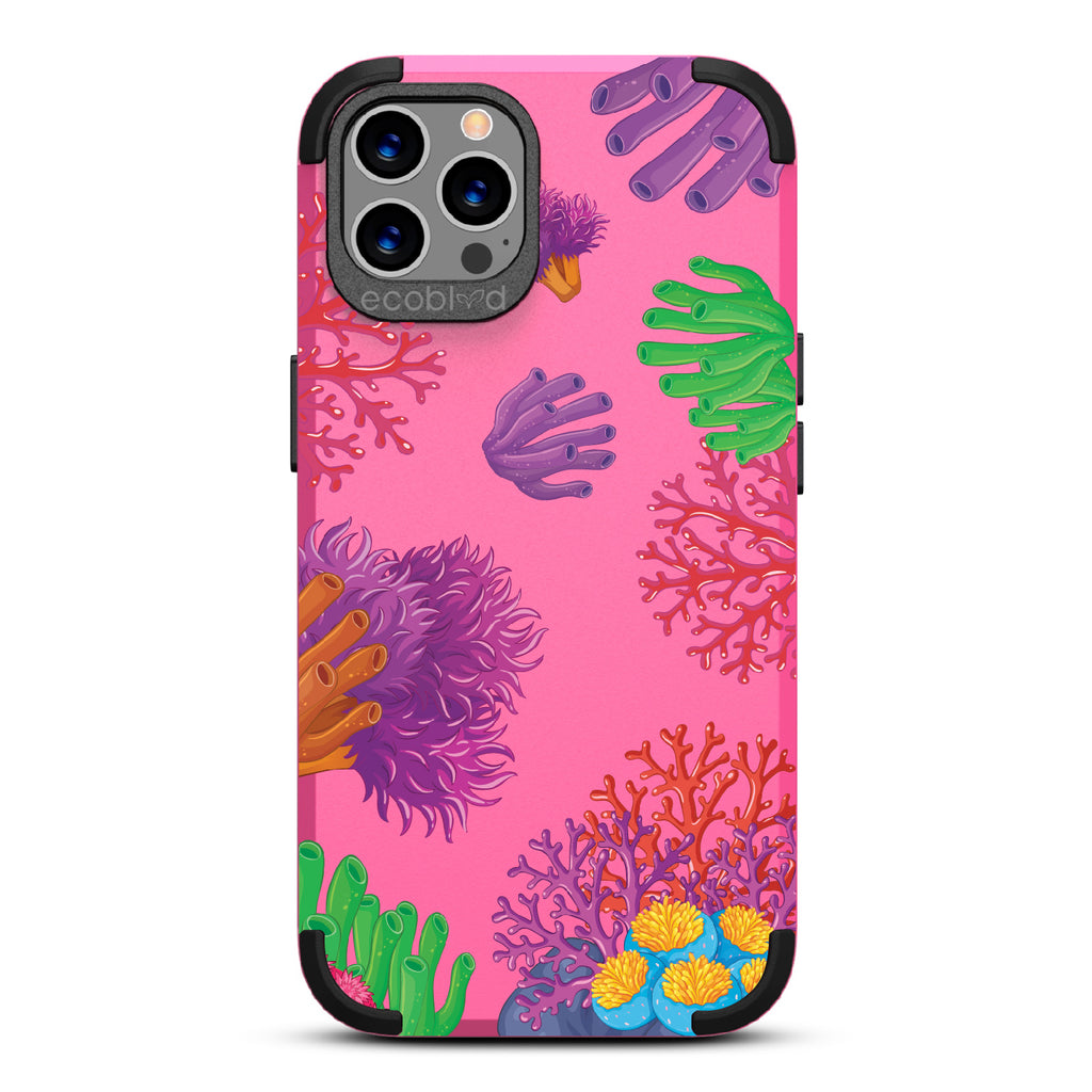 Coral Reef - Pink Rugged Eco-Friendly iPhone 12/12 Pro Case With Colorful Coral Pattern On Back
