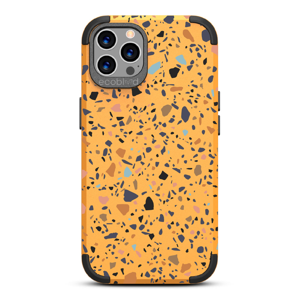 Terrazzo - Yellow Rugged Eco-Friendly iPhone 12/12 Pro With A Speckled Terrazzo Pattern