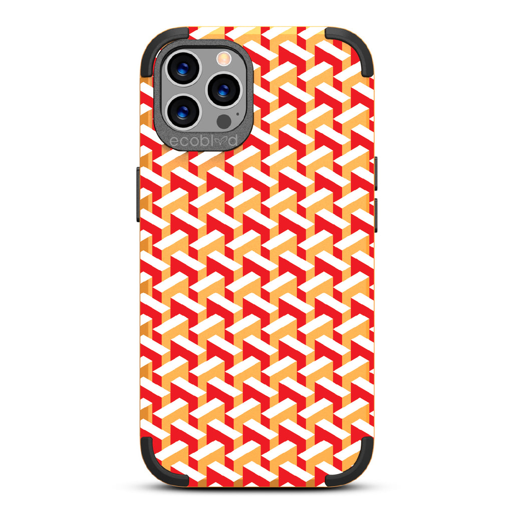 That's Haute - Yellow Rugged Eco-Friendly iPhone 12/12 Pro Case With High-Fashion Chevron Print