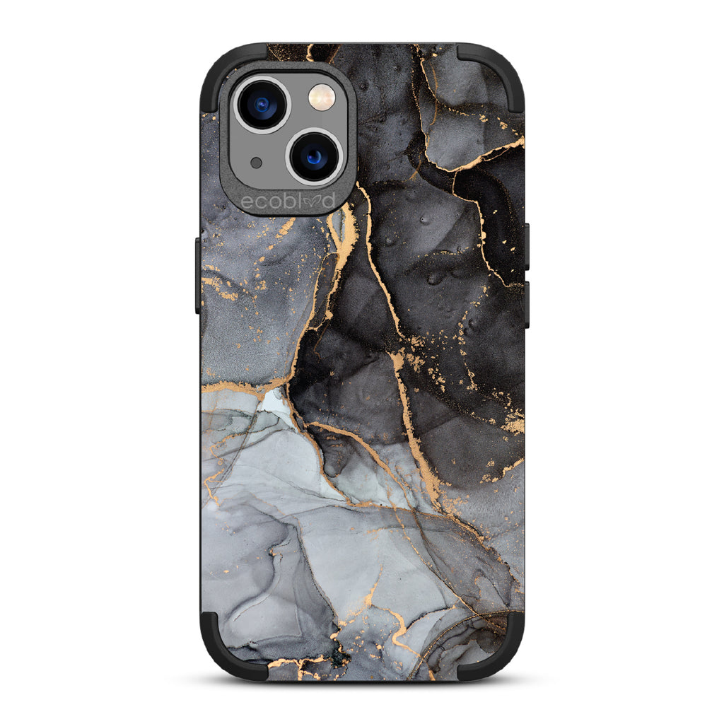 Simply Marbleous- Black Rugged Eco-Friendly iPhone 13 Case With Polished Marble Print On Back