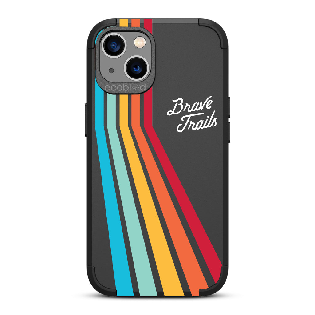 Trailblazer X Brave Trails - Black Rugged Eco-Friendly iPhone 13 Case With Trails In A Vibrant Spectrum Of Rainbow Colors