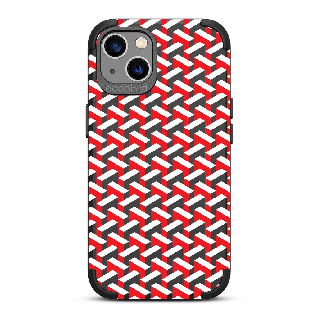 That's Haute - Black Rugged Eco-Friendly iPhone 13 Case With High-Fashion Chevron Print