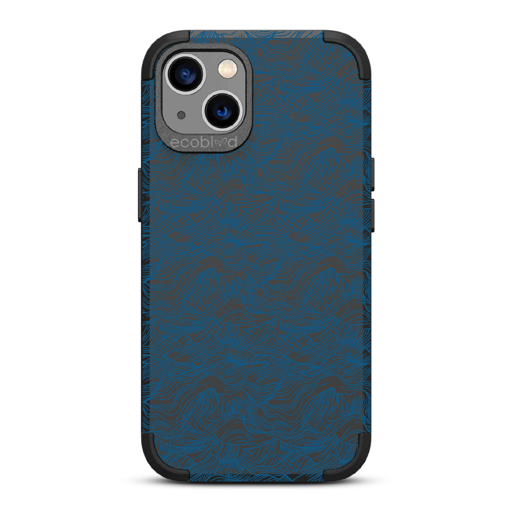 Seas the Day - Black Rugged Eco-Friendly iPhone 13 Case With Hand Drawn Waves On Back
