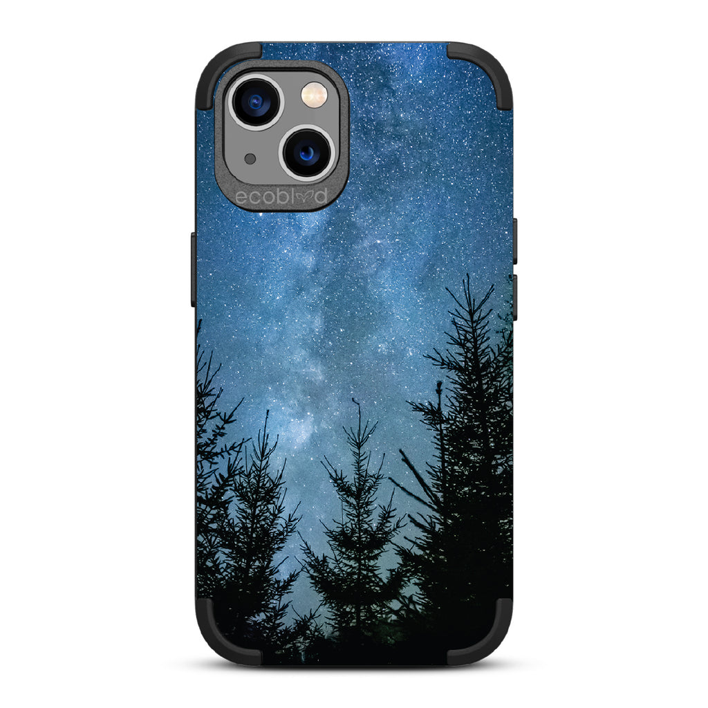 Stargazing - Black Rugged Eco-Friendly iPhone 13 Case With Star-Filled Night Sky In The Woods