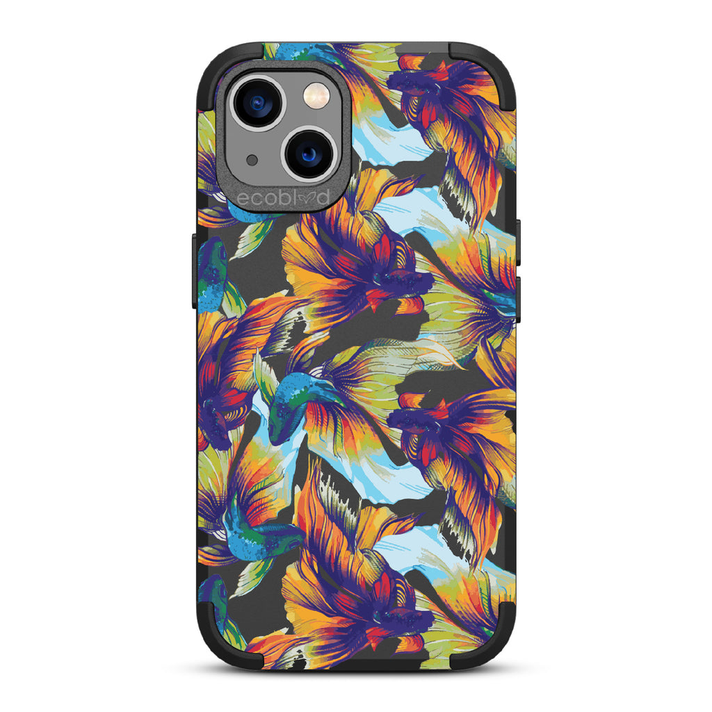 Betta Than The Rest - Black Rugged Eco-Friendly iPhone 13 Case With Colorful Betta Fish On Back