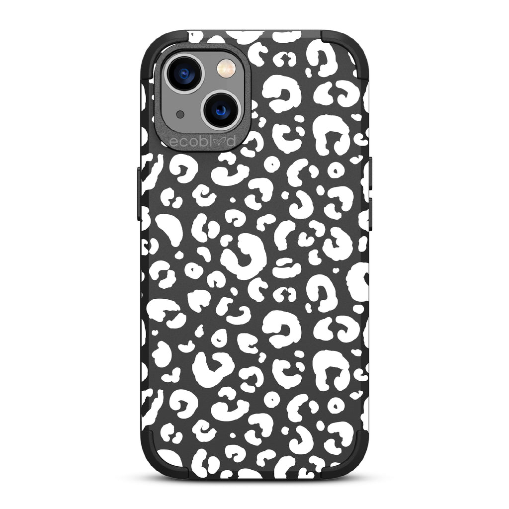 Spot On - Black Rugged Eco-Friendly iPhone 13 Case With Leopard Print On Back