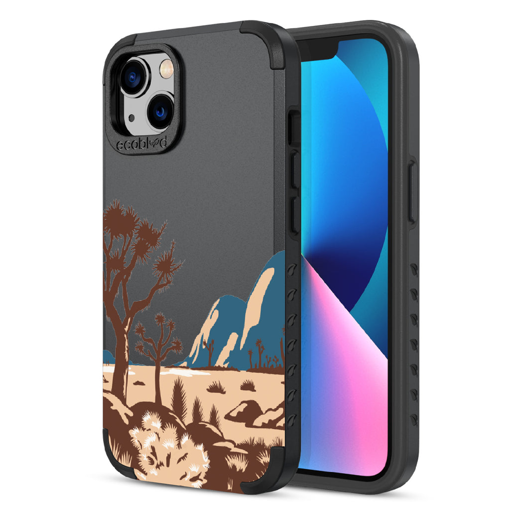 Joshua Tree - Back View Of Black & Eco-Friendly Rugged iPhone 13 Case & A Front View Of The Screen