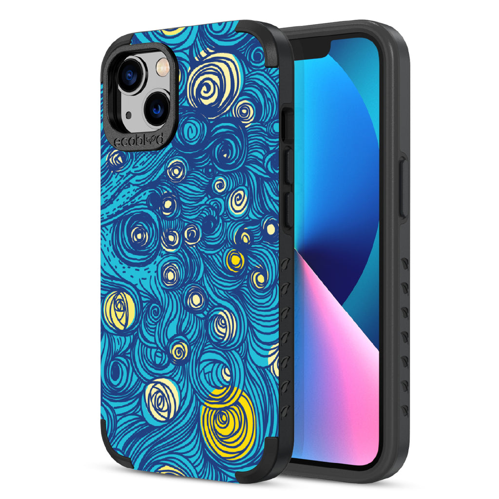 Let It Gogh - Back Of Blue & Eco-Friendly Rugged iPhone 13 Case & A Front View Of The Screen
