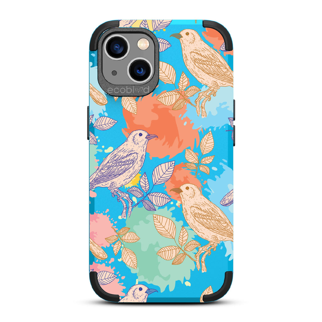 Perch Perfect - Blue Rugged Eco-Friendly iPhone 13 With Birds On Branches & Splashes Of Color
