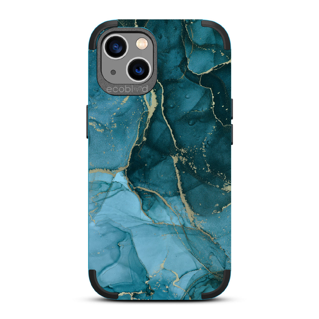 Simply Marbleous - Blue Rugged Eco-Friendly iPhone 13 Case With Polished Marble Print On Back