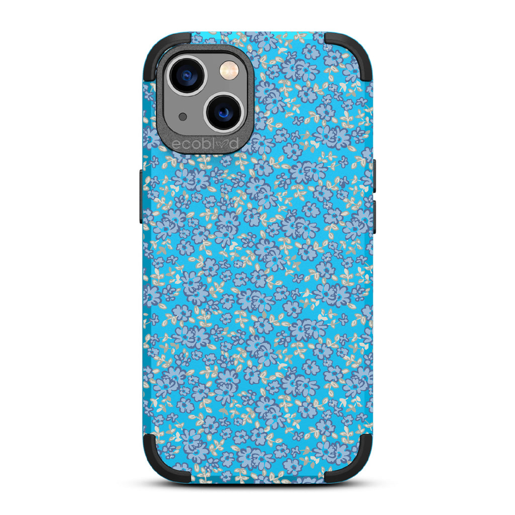 Ditsy Daze - Blue Rugged Eco-Friendly iPhone 13 Case With Vintage Forget-Me-Not Flowers On Back
