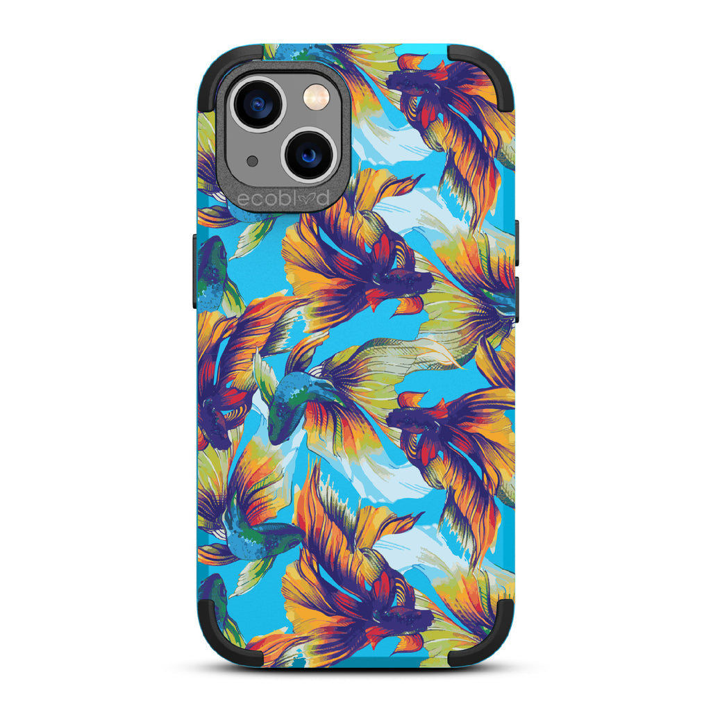 Betta Than The Rest - Blue Rugged Eco-Friendly iPhone 13 Case With Colorful Betta Fish On Back
