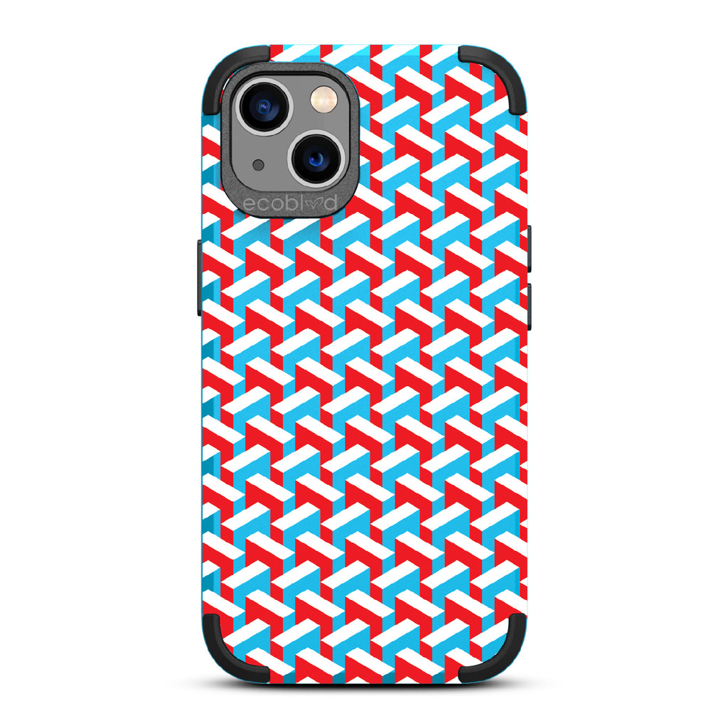 That's Haute - Blue Rugged Eco-Friendly iPhone 13 Case With High-Fashion Chevron Print