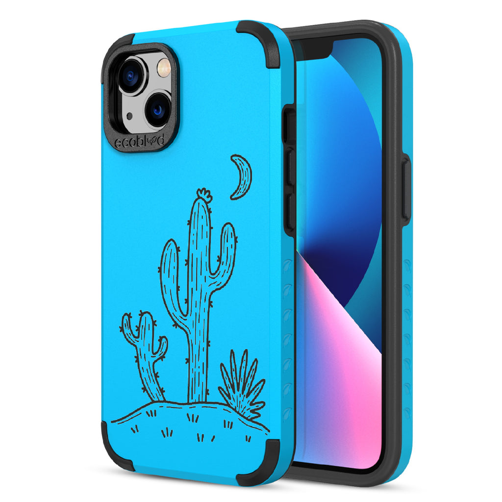 Sagebrush - Back View Of Blue & Eco-Friendly Rugged iPhone 13 Case & A Front View Of The Screen