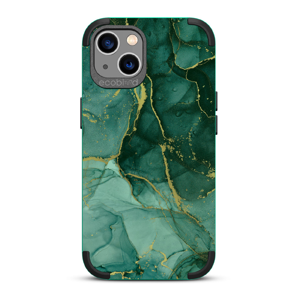 Simply Marbleous - Green Rugged Eco-Friendly iPhone 13 Case With Polished Marble Print On Back