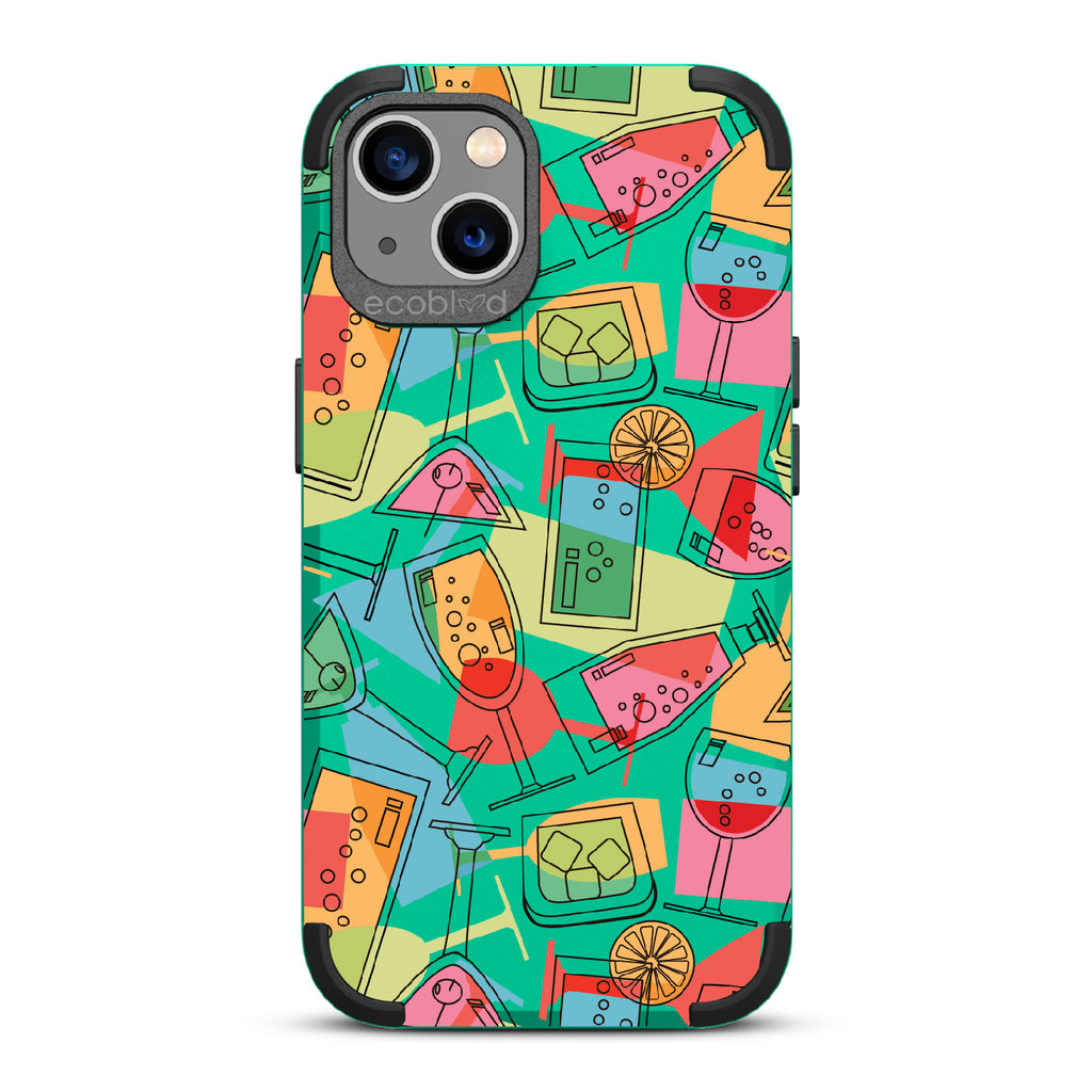 5 O'clock Somewhere - Cocktails, Martinis & Tropical Drinks - Green Eco-Friendly Rugged iPhone 13 Case 