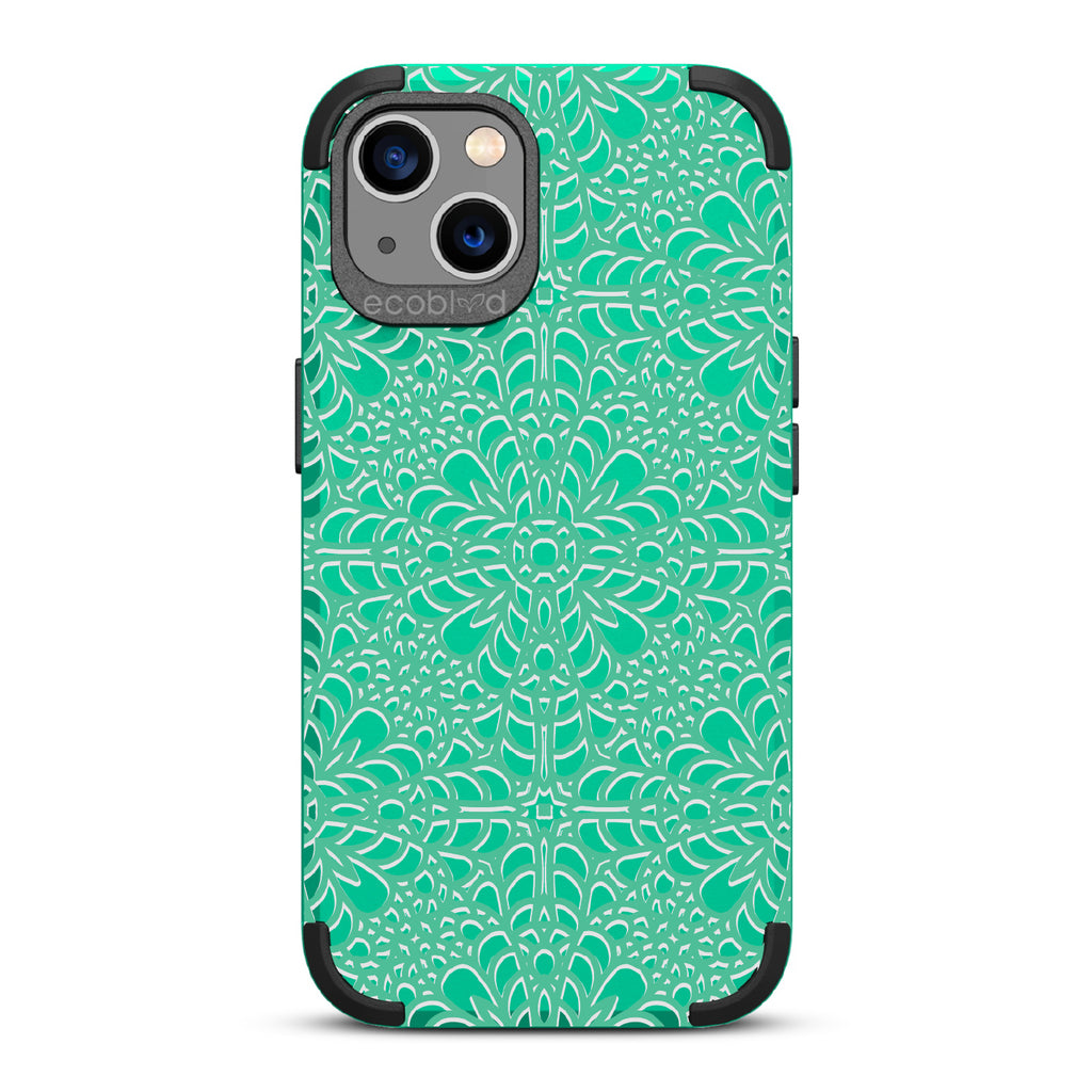 A Lil' Dainty - Intricate Lace Tapestry - Eco-Friendly Rugged Green iPhone 13 Case