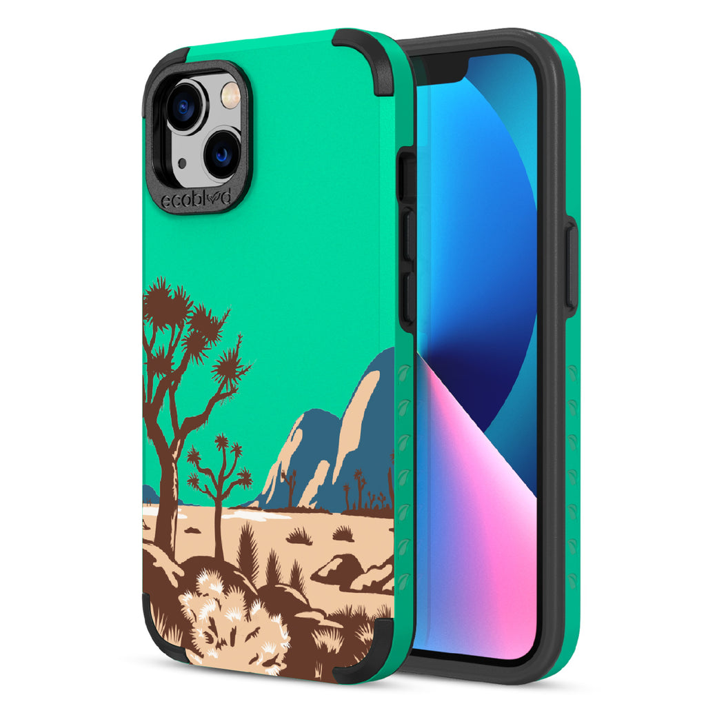 Joshua Tree - Back View Of Green & Eco-Friendly Rugged iPhone 13 Case & A Front View Of The Screen