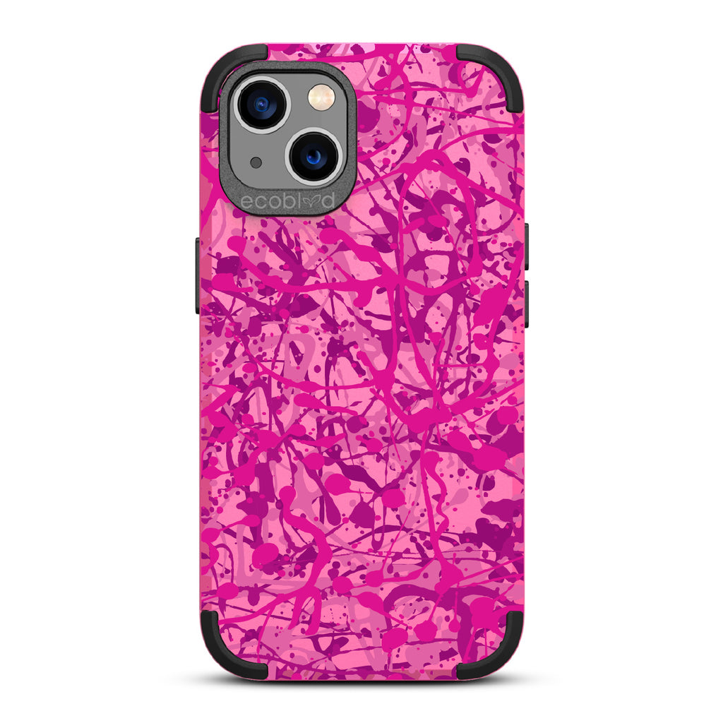 Visionary - Pink Rugged Eco-Friendly iPhone 13 Case With Abstract Pollock-Style Painting On Back
