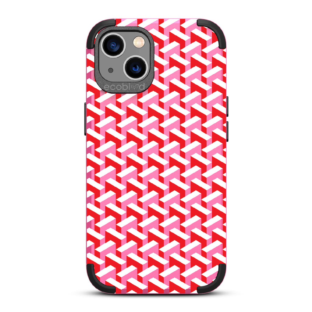 That's Haute - Pink Rugged Eco-Friendly iPhone 13 Case With High-Fashion Chevron Print