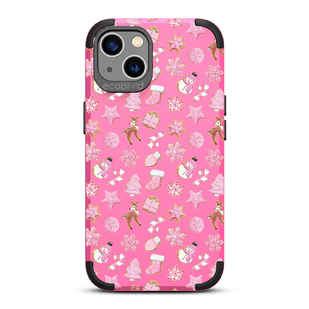 A Sweet Treat - Pink Holiday Cookies - Eco-Friendly Rugged Pink iPhone 13 Case