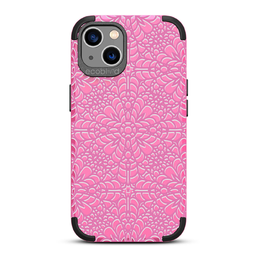 A Lil' Dainty - Intricate Lace Tapestry - Eco-Friendly Rugged Pink iPhone 13 Case