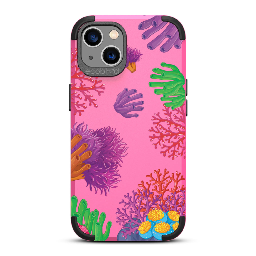 Coral Reef - Pink Rugged Eco-Friendly iPhone 13 Case With Colorful Coral Pattern On Back