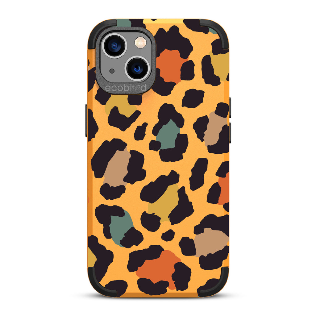 Cheetahlicious - Yellow Rugged Eco-Friendly iPhone 13 Case With Multi-Colored Cheetah Print