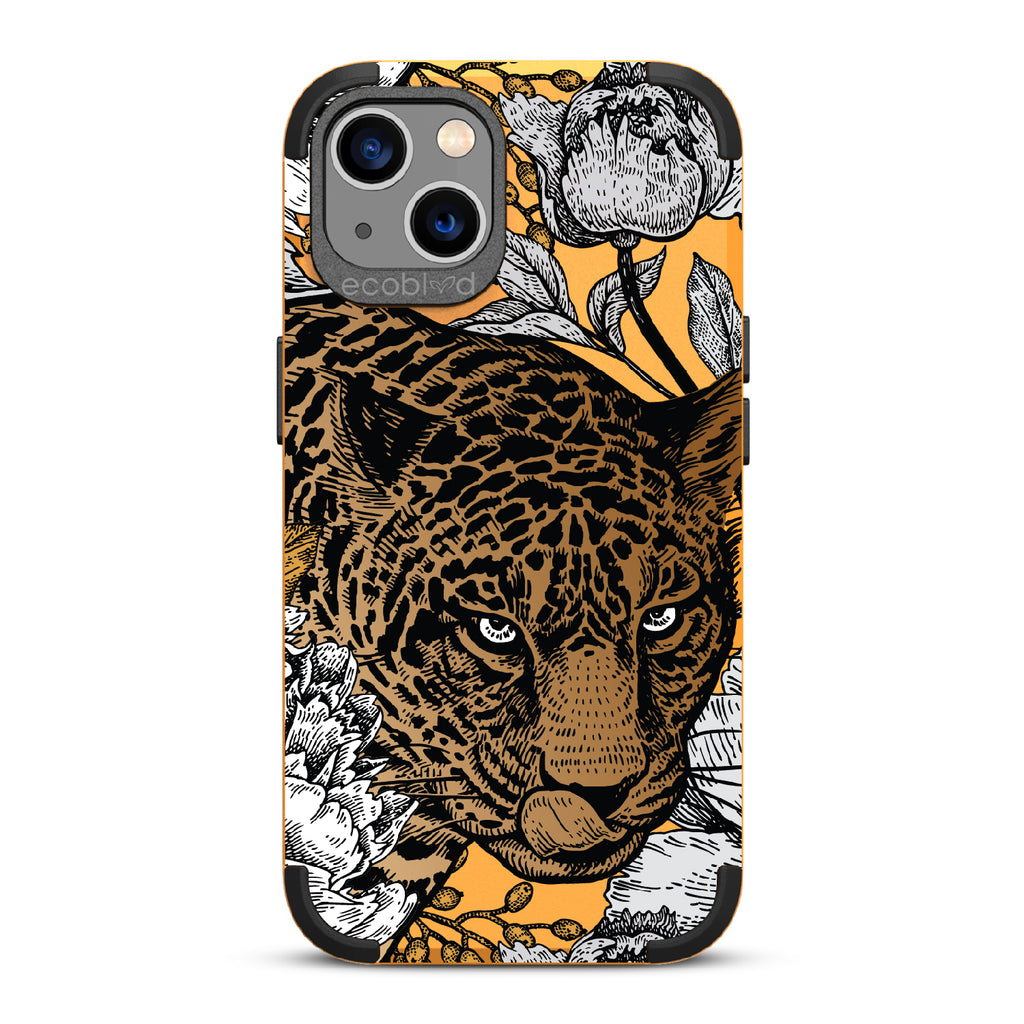 urrfectly Striking - Yellow Rugged Eco-Friendly iPhone 13 With Leopard, Black/Grey Flowers