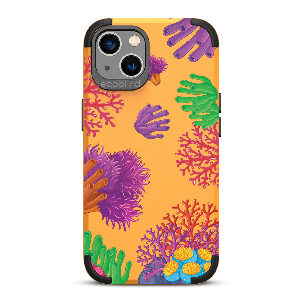 Coral Reef - Yellow Rugged Eco-Friendly iPhone 13 Case With Colorful Coral Pattern On Back