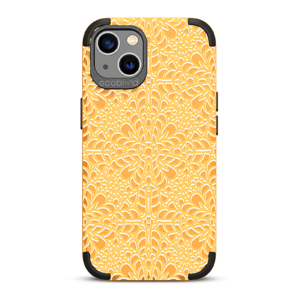 A Lil' Dainty - Intricate Lace Tapestry - Eco-Friendly Rugged Yellow iPhone 13 Case