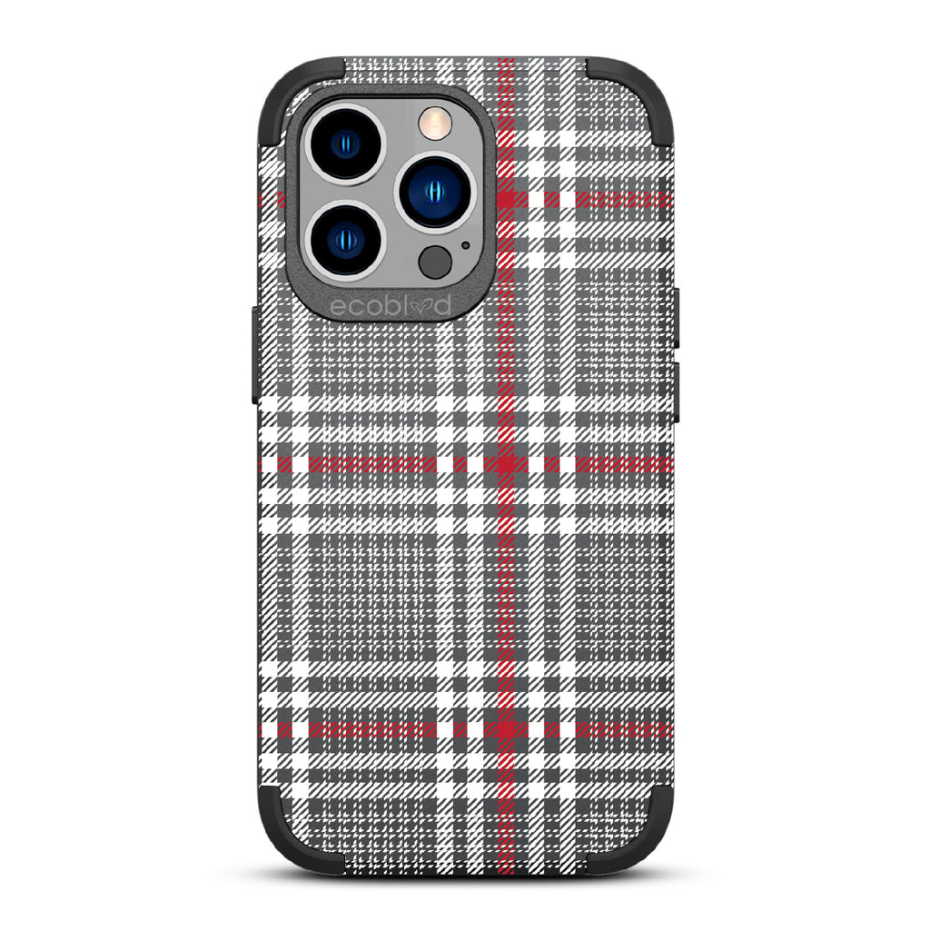 As If - Black Rugged Eco-Friendly iPhone 12/13 Pro Max Case With Iconic Tartan Plaid Print On Back