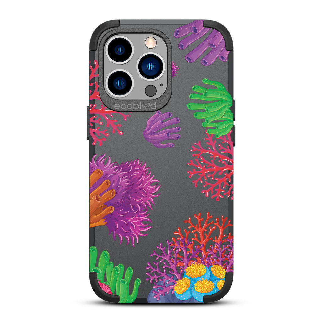 Coral Reef - Black Rugged Eco-Friendly iPhone 12/13 Pro Max Case With Colorful Coral Pattern On Back