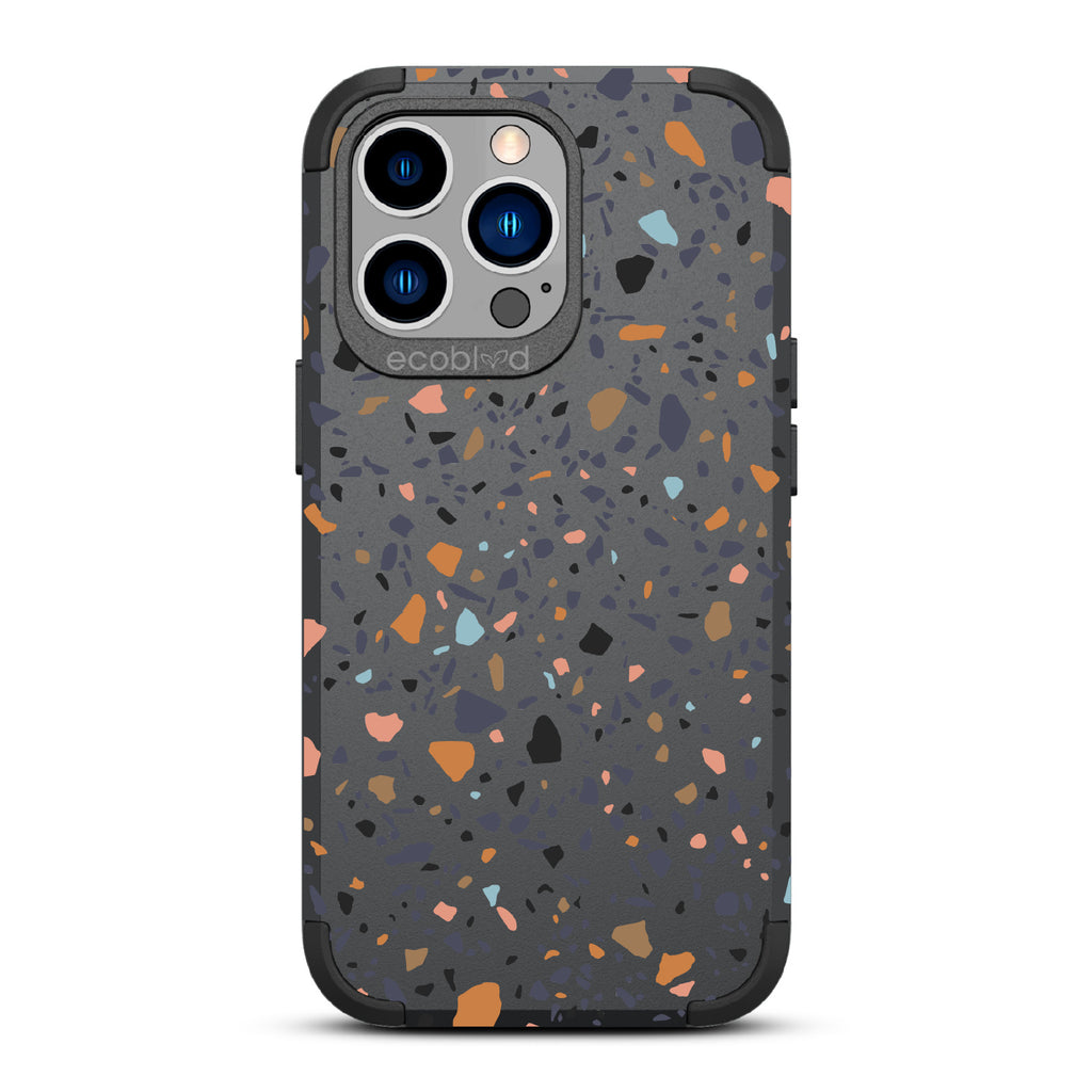 Terrazzo - Black Rugged Eco-Friendly iPhone 13 Pro With A Speckled Terrazzo Pattern