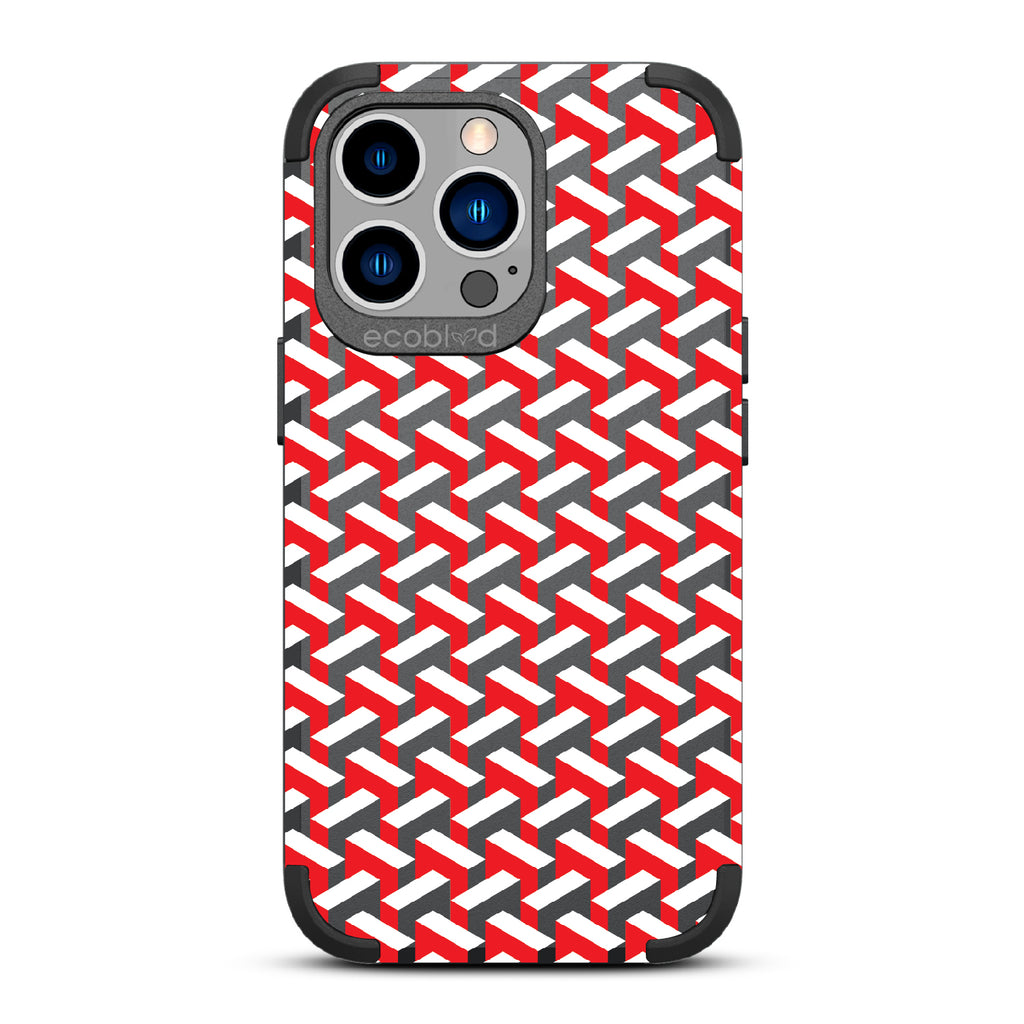 That's Haute - Black Rugged Eco-Friendly iPhone 13 Pro Case With High-Fashion Chevron Print
