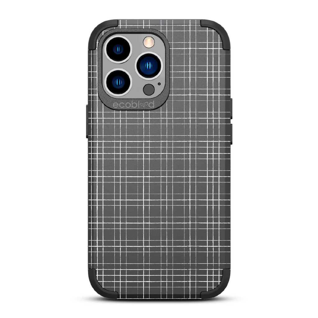 Zoot Suit - Black Rugged Eco-Friendly iPhone 13 Pro Case With Classic Pinstripe Print