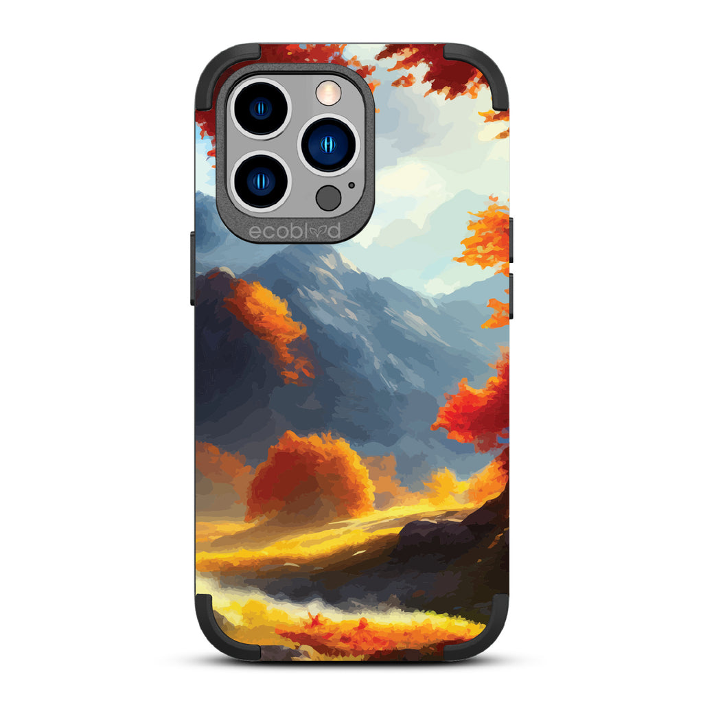 Autumn Canvas - Watercolored Fall Mountain Landscape - Black Eco-Friendly Rugged iPhone 13 Pro Case 